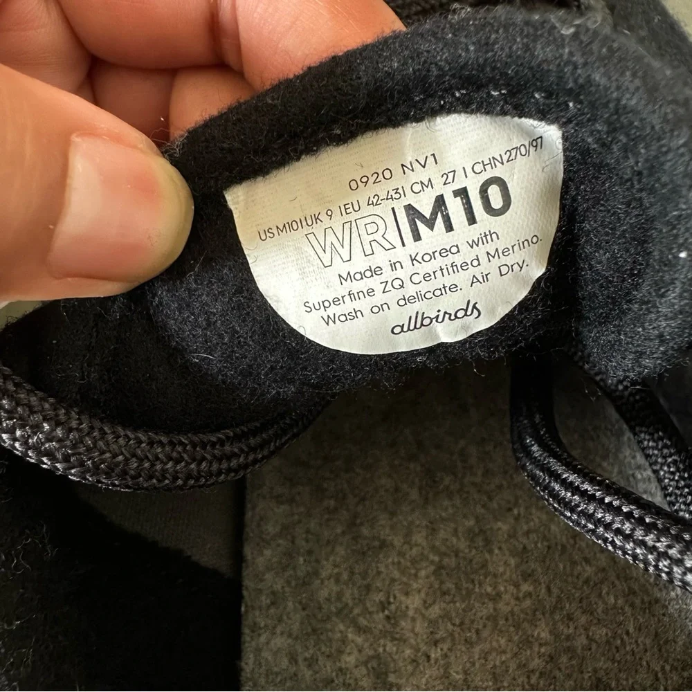 Allbirds Black Wool Runners Men's‎ Running Shoes Size 10
